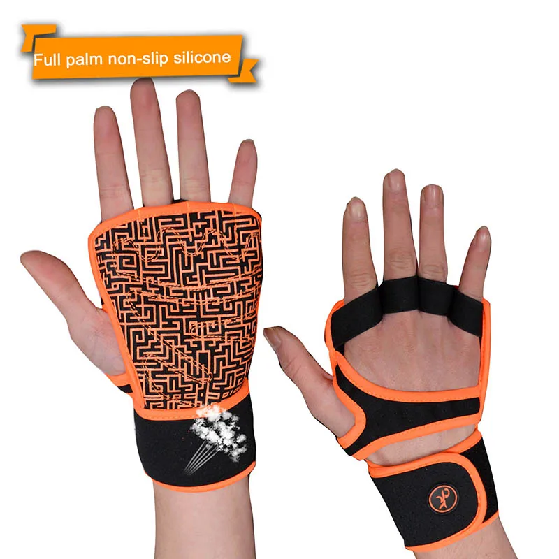 orange AK010 Перчатки для велоспорта, фитнеса, тренажерного зала, для мужчин и женщин, противоскользящие, для кроссфита, тренировок, йоги, бодибилдинга, бега, гантели для тяжелой атлетики, спортивные перчатки - Цвет: orange AK010