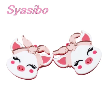

(1pair) AC1801- Farm Animal Piglet For Jewelry Accessories Pink Pig Laser Cutout Girl Birthday Acrylic Little Piggy For Earrings