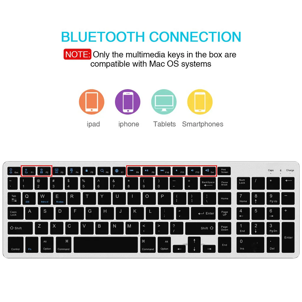 Bluetooth клавиатура перезаряжаемая портативная BT беспроводная клавиатура с номером для ПК# T2