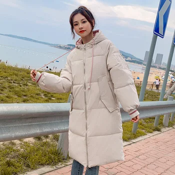 

2020 New Long Hooded Parka Coat Thick Warm Winter Jacket Women Sweet Solid Long Sleeve Parka Female Office Lady