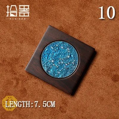 10 Ebony Coaster твердый деревянный чайный набор кунг-фу чайная церемония аксессуары изоляционный коврик в японском стиле железный горшок фиолетовый; песок держатель - Цвет: 10