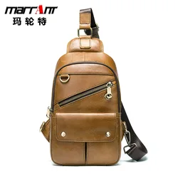 New Top Layer Cowhide Men's Chest Bag Shoulder Bag Sports Casual Leather Shoulder Crossbody Men's Chest Bag