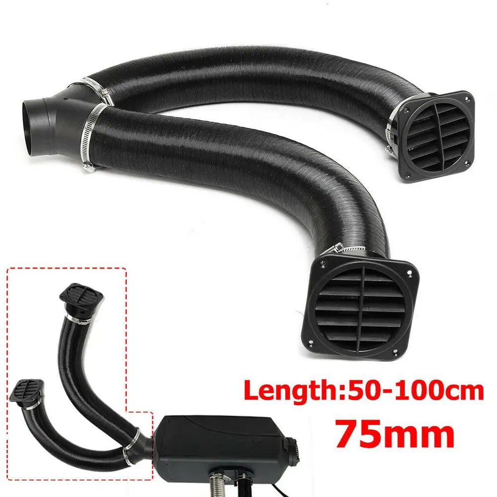 Heater Pipe 75mm Car Auto Heater Pipe Duct T Type Y Warm Air Outlet Vent Hose Clips Set For Parking Diesel For Webast