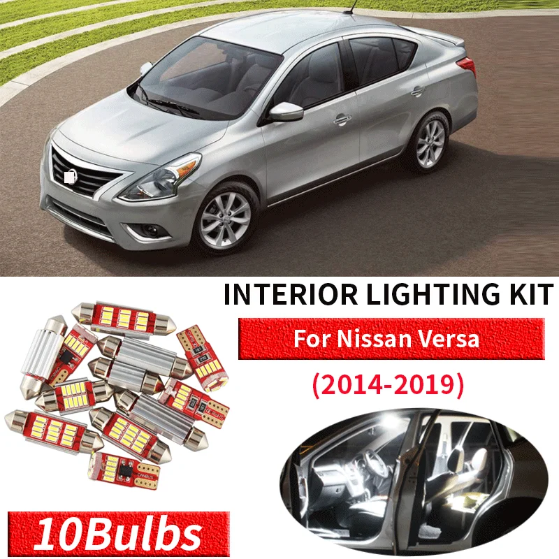10 шт. комплект светодиодных ламп для салона Nissan Versa 2014 2019 гг.|Сигнальная лампа| |