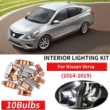 

10x Canbus Error Free LED Interior Light Kit Package for 2014-2019 Nissan Versa Car Accessories Map Dome Trunk License Light