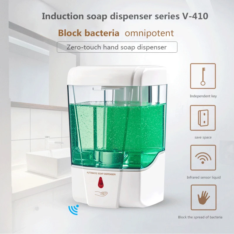 700ML Automatic Sensor Soap Dispenser Sanitizer Bathroom Wall Mounted Touchless Soap Dispensers Pump For Bathroom Kitchen afbeelding