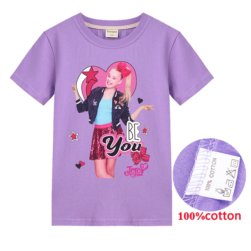 Одежда для девочек; детская футболка JoJo Siwa; детская хлопковая футболка с короткими рукавами; сезон лето-осень; футболки для малышей; Повседневная Рождественская футболка
