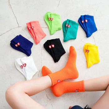 

Long Socks Women Cotton Heart Woman Sock Happy Solid Color Standard Sox High Quality Ladies Spring Autumn Trendy Lady Skarpetki