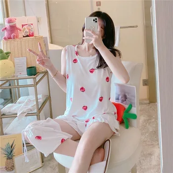 

2019 new sweet cotton womens pajamas Animal printing little cat Indoor Clothing Home Suit Sleepwear Winter Pajamas Woman Pyjamas