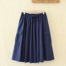 Размера плюс XL-3XL Женская Весна Лето Новая дикая плиссированная повседневная юбка винтажные однотонные миди юбки