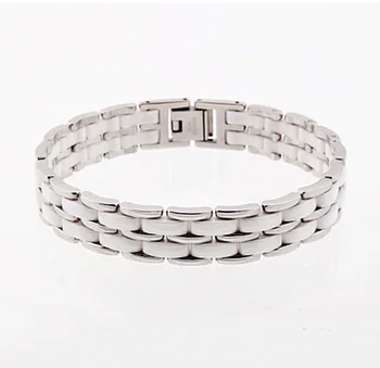 

Famous brand bracelet heavy Wide rose gold Stainless Steel Double Layer Black /White Ceramic for Men pulsera pulseras bracelet