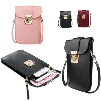 

Soft PU Leather Crossbody Bag for Women Shoulder Bag Buckle Phone Wallet Double Pocket Phone Money Purse