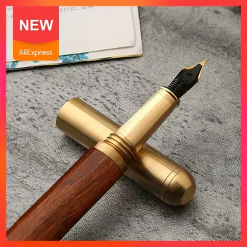 

1pcs Brass Sandalwood Fountain Pens Busines Elegant Fountain Material For Chilren Stationery Pen Smooth Gift Pens Escolar J3A5