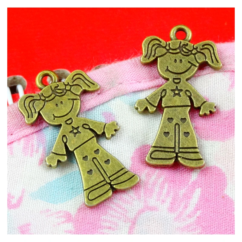 

50pcs Charms Girl 27.1*15MM Antique Bronze Plated Pendant Findings Accessories DIY Vintage Handmade Jewelry