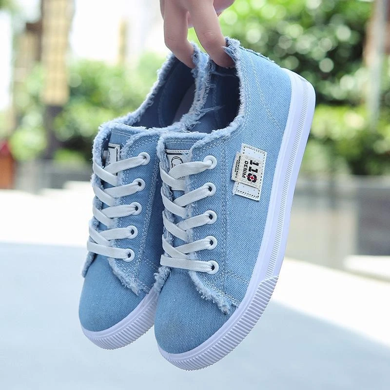 women's blue denim sneakers