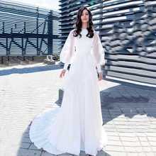 

Vintage Vestido De Noiva Simple Wedding Dresses A-lineLantern Sleeves Satin Cheap Wedding Gown Bridal Dresses