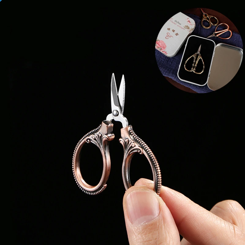 Tin Box Packaging Sewing Thread Scissors Stainless Steel Vintage Mini Scissors Sewing Tools Small Embroidery | sewing scissors,sewing supplies