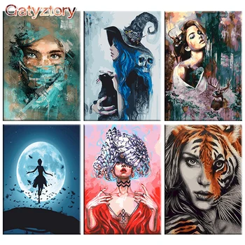 

GATYZTORY Painitng By Numbers Adults Anime Witch Aylic Paint Photo Frames For Picture Decoration Home Canvas Wall Art Diy Kit