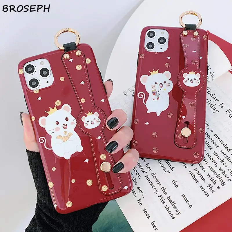 Soft TPU Wrist Strap Phone Holder Case For Huawei P30 P20 Pro Cartoon Lucky Mouse Mate 20 30 Nova 3 4 5 |