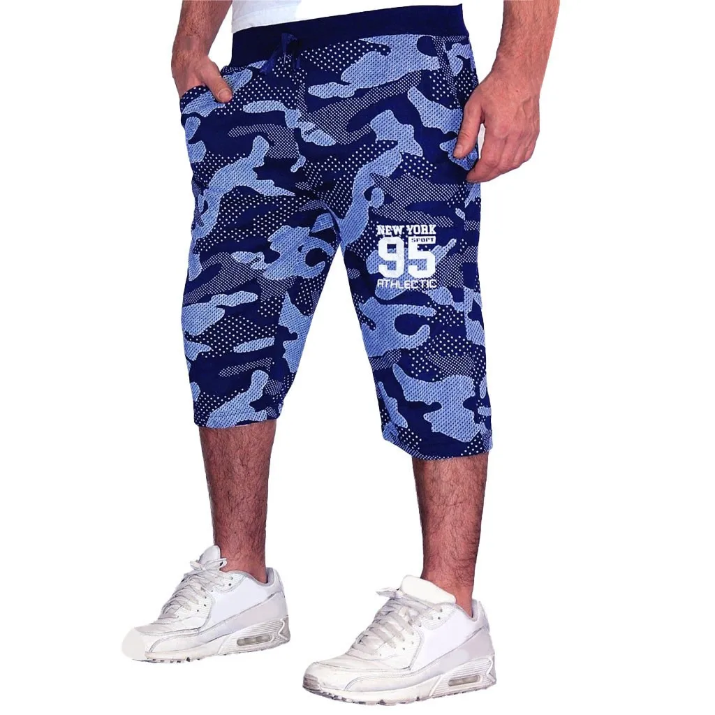 Dark Blue Мужские камуфляжные новые стильные хлопковые шорты с несколькими карманами, модные штаны в стиле хип-хоп для мужчин размера плюс, Свободные повседневные шорты#45 - Цвет: Dark Blue