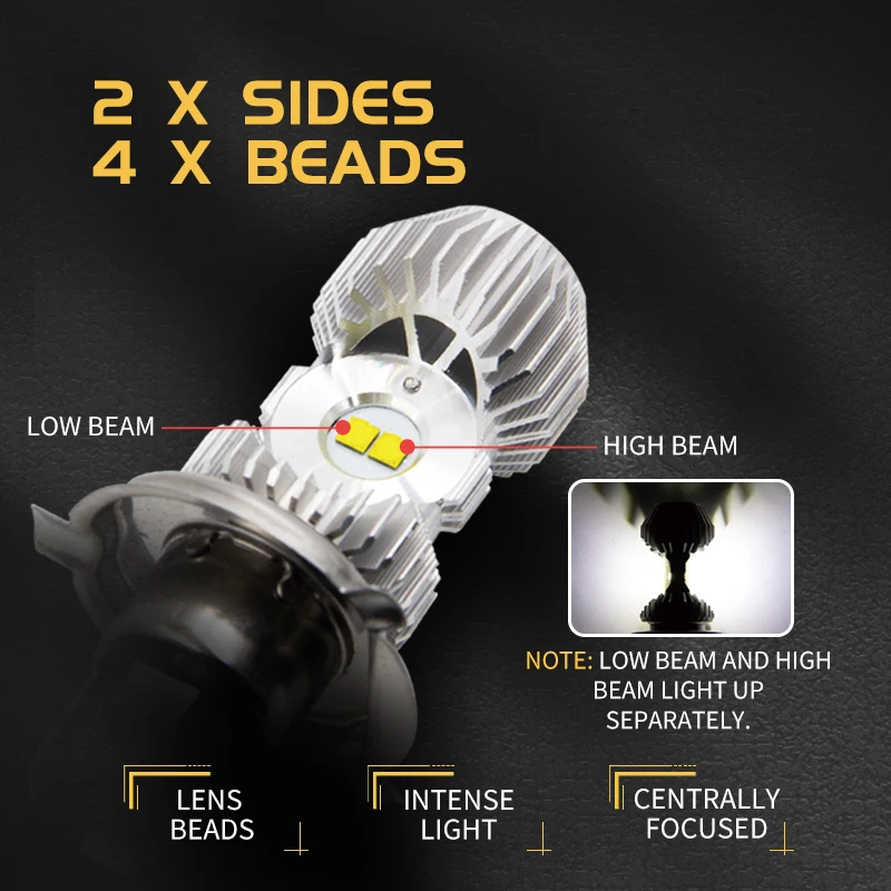 Route101 H4 LED Headlight for Motorcycle HS1 Hi/Lo Headlamp S2 H6 BA20D LED Moto White 12V Bulb 9-85V Motorbike Scooter ATV Lamp