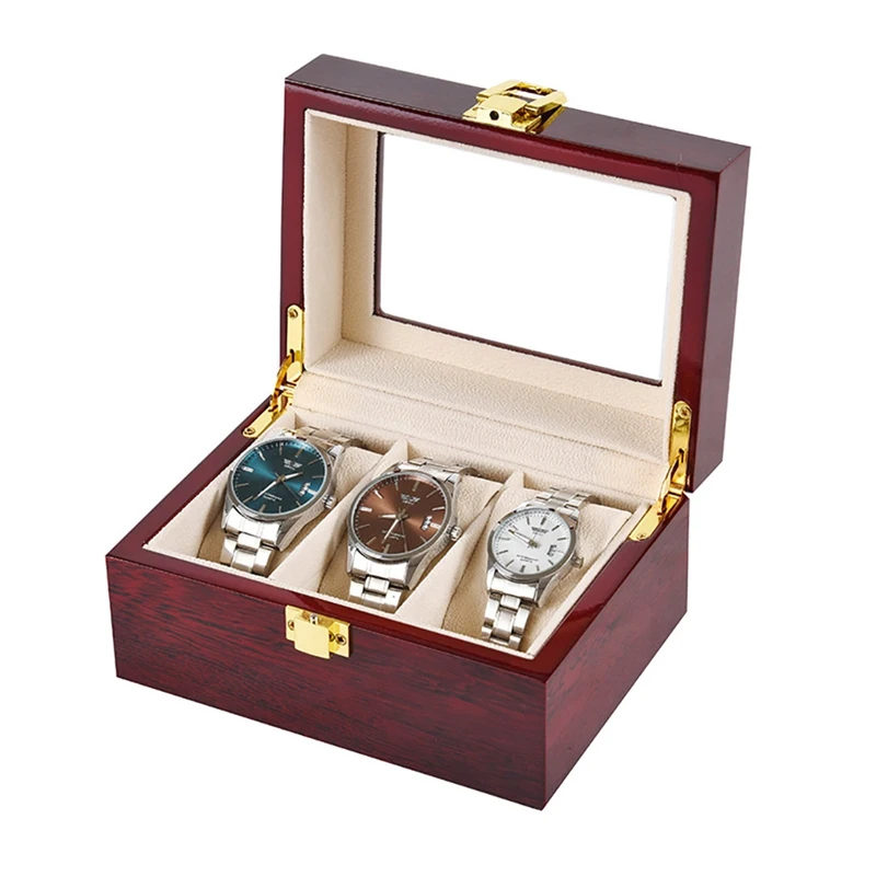 

Hot 3 Slot / Grid Watch Box Removable Pillow Wooden Display Container Storage Holder Travel Organizer Case Gift Gear Accessories