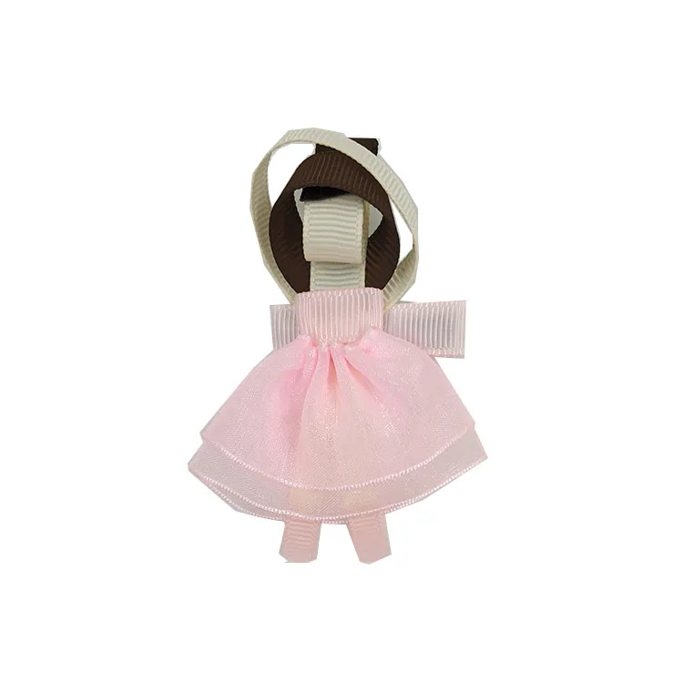 

10pcs 5cm Lovely Pink Ribbon Ballet Girl Princess Sculpture Hair Clip for Kids