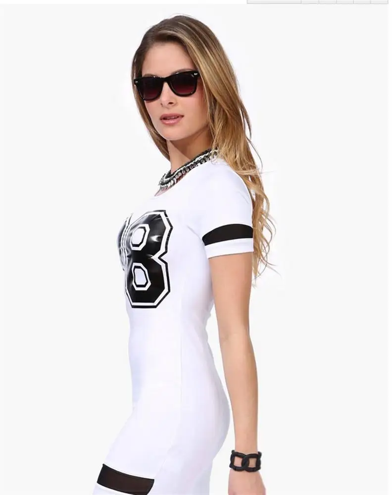 Fashion Women Sports Dress Number 98 printed O-neck Baseball Sexy Casual Vestidos Short Sleeve Outdoor Plus Size