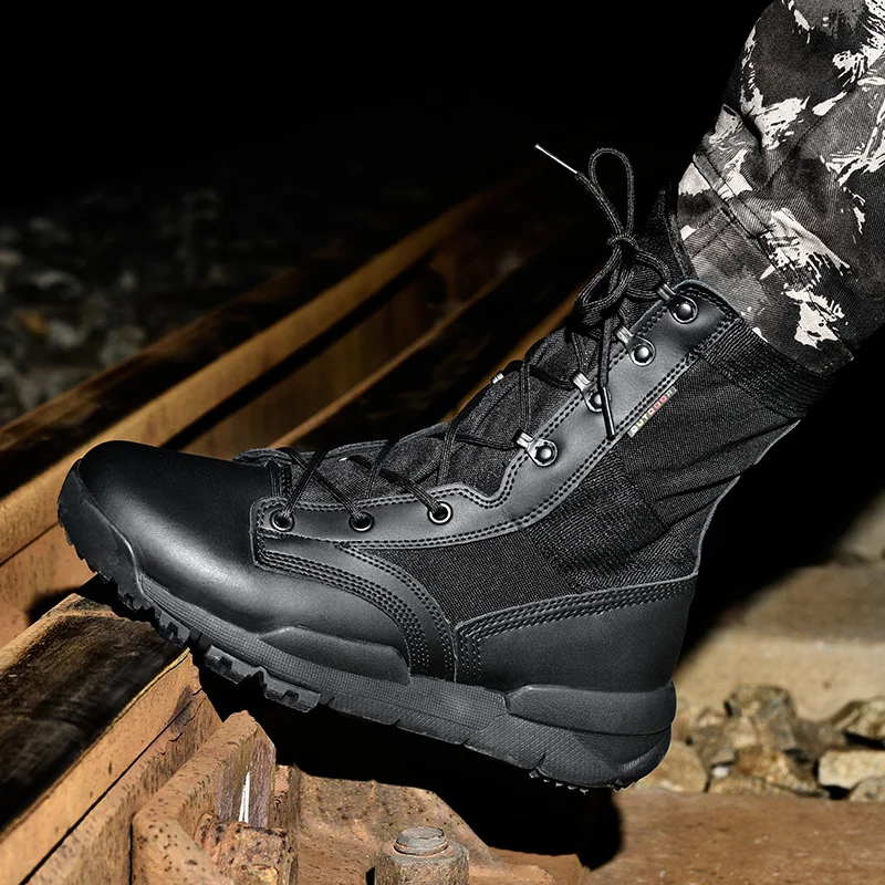 Anti-sand Combat Military Boots Men Outdoor Travel Climbing Hiking Shoes Mens Shockproof Waterproof Army Desert Tactical Boots