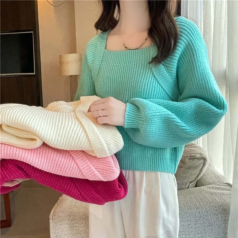 

Three teil fast fashion women's clothing ~ new joker languid is lazy wind sets show thin joker brim sweet sweater coat