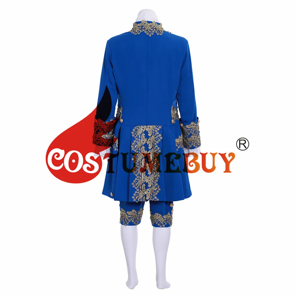 CostumeBuy 18th Century Rococo Blue Court Suit Adult Colonial Mens Elegant British Suit Marie Antoinettte Costume L320