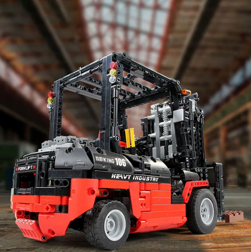 APP Technic 13106 вилочный погрузчик совместимый Technik MOC RC двигатели автомобильные наборы строительные блоки кирпичи приложение управление RC Автомобили детские игрушки