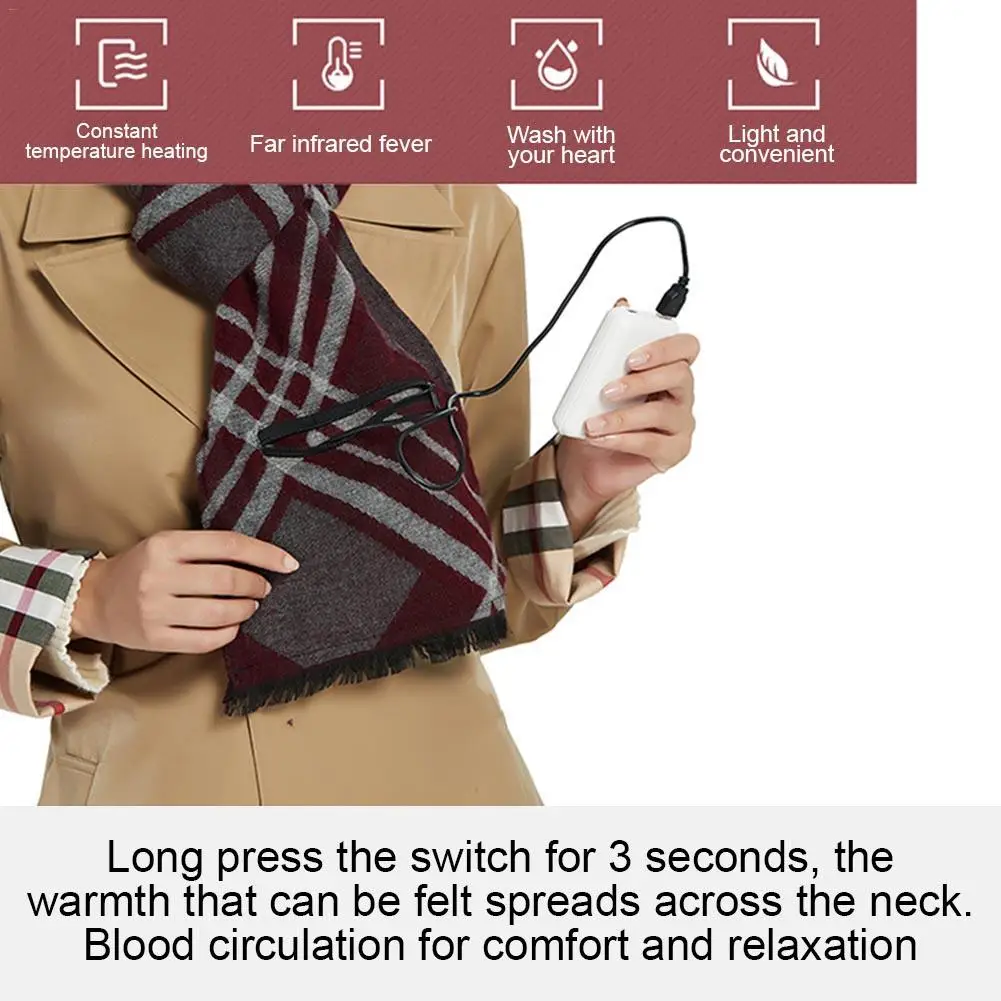 Кашемировый Usb Электрический шарф перезаряжаемый шарф с подогревом моющийся шарф теплый для шеи защитная одежда