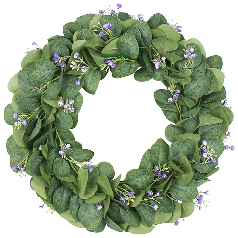 Dolity 2X Artificial Eucalyptus Wreath Green Leaves Front Door Hanging Wall Decoration 55cm Dolity 2X Artificial Eucalyptus Wreath Green Leaves Front Door Hanging Wall Decoration 55cm