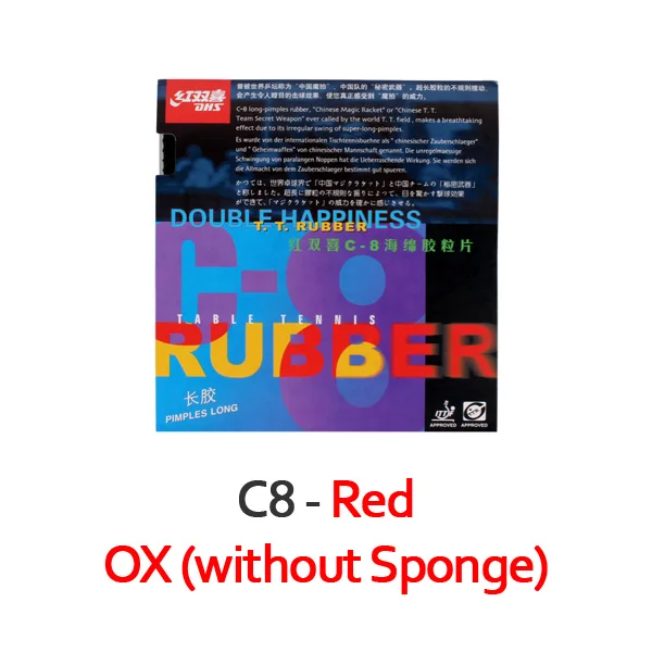 Red without Sponge DHS C8/C-8 Pips-long DHS Настольный теннис резиновые Длинные PIPS DHS пинг понг лист OX/губка - Цвет: Red without Sponge