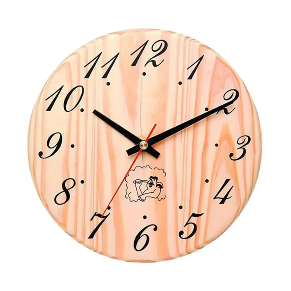 Sauna Timer Accessories Indoor And Outdoor Wall Clock Round Shape Waterproof Opaque Sauna House Office Wall Clock Wood Decoratio
