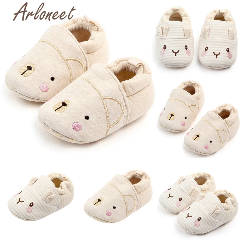 ARLONEET newborn shoes winter girls baby first walkers Cotton cartoon bear Anti-slip Sneakers kids newborn girls first walkers