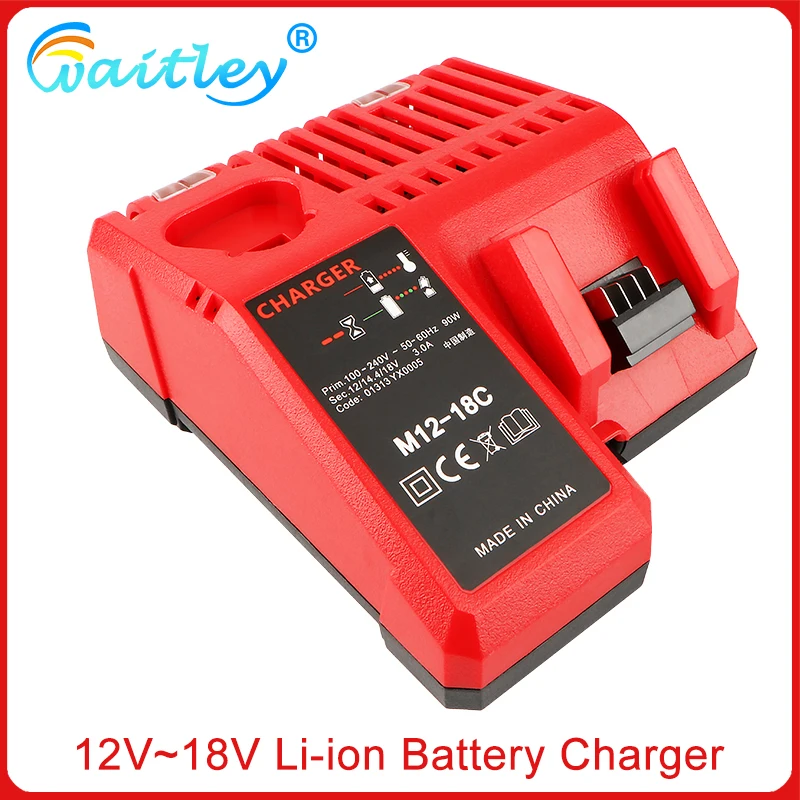 Быстрое зарядное устройство Li-Ion 3 А 12 В 14 в 18 подходит для Milwaukee M12-18C Двухпортовая
