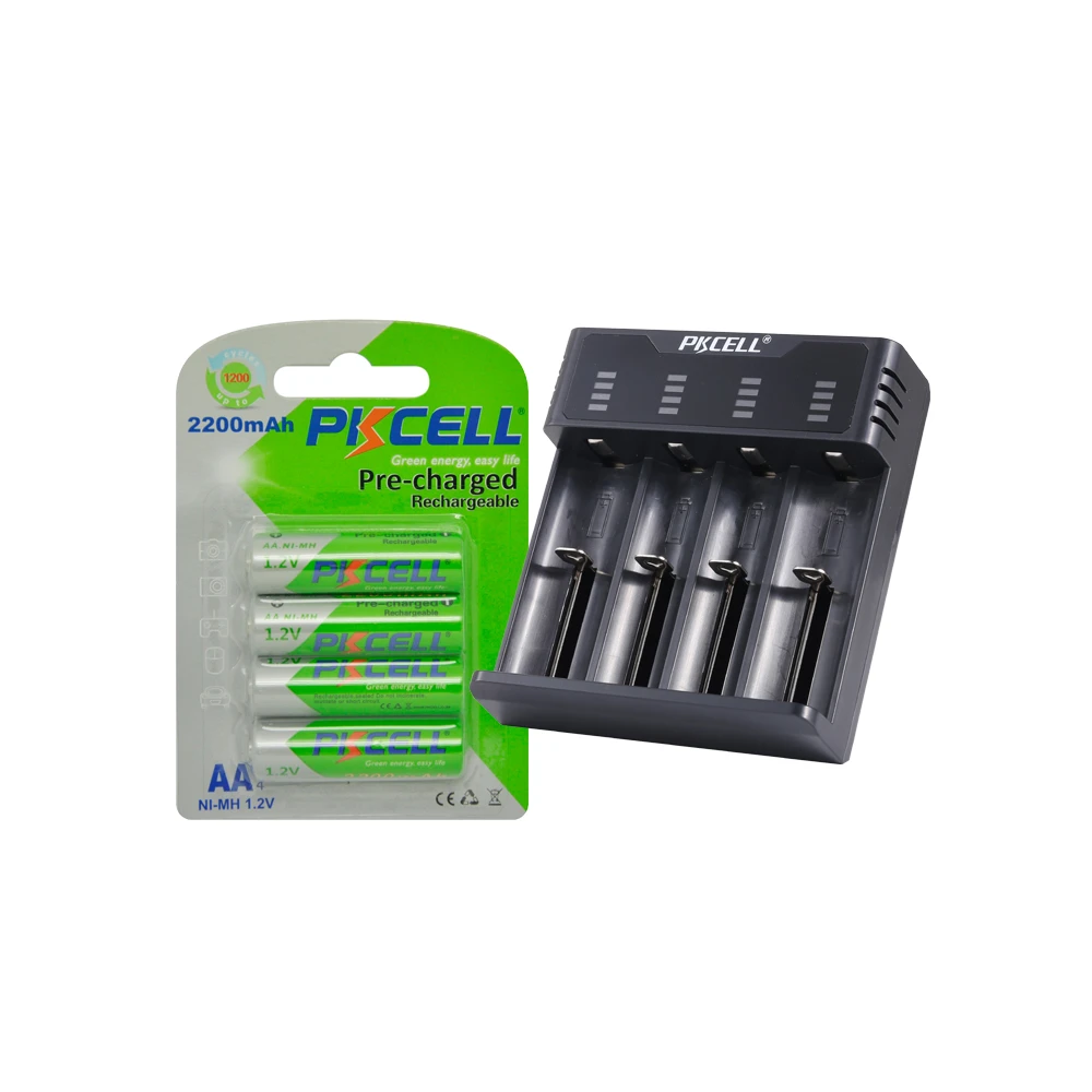 Pilas recargables AA de 1,2 V, 4 unidades/1 tarjeta, 2200mAh, LSD precargadas 4 ranuras, cargador de batería recargable nimh|Baterías recargables| - AliExpress