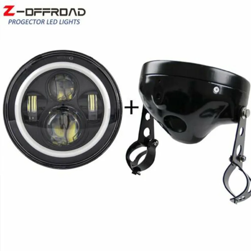 

7 Inch Headlights Housing Bucket with LED Headlamp White DRL Amber Signal Light For Motorcycle
