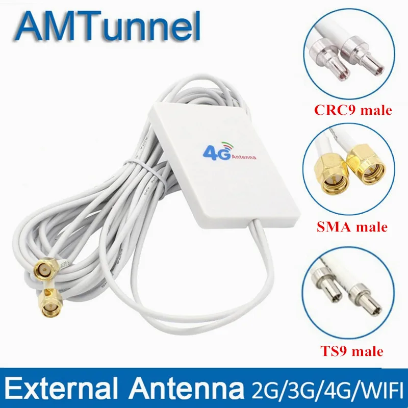 10pcs 3G 4G Antenna 35dBi 2m Cable LTE Antena 2 TS9 Male connector for 4G Modem Router Lysee Communications Antennas 