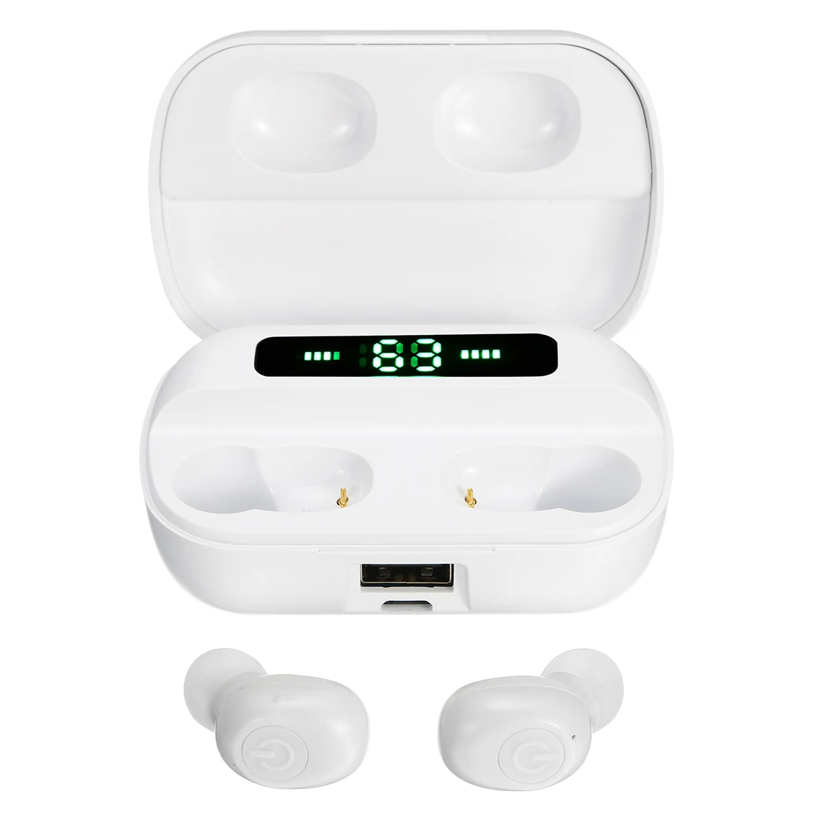 Bluetooth V5.0+ EDR F9 TWS, беспроводные наушники, светодиодный дисплей, гарнитура с микрофоном, 4000 мАч, умные наушники с шумоподавлением - Цвет: White