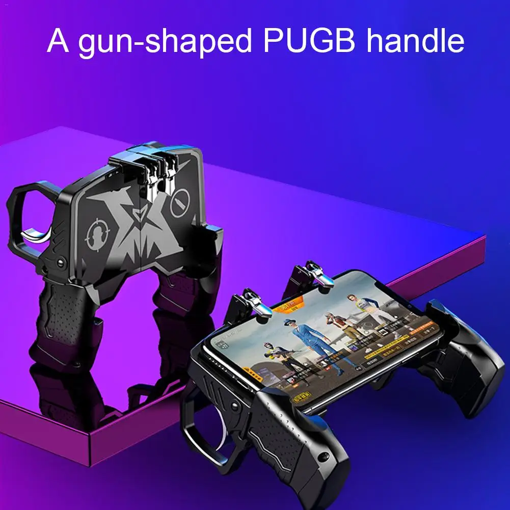  K21 Four Fingers PUBG Game Controller Gamepad Metal Trigger Shooting Free Fire Gamepad Joystick For