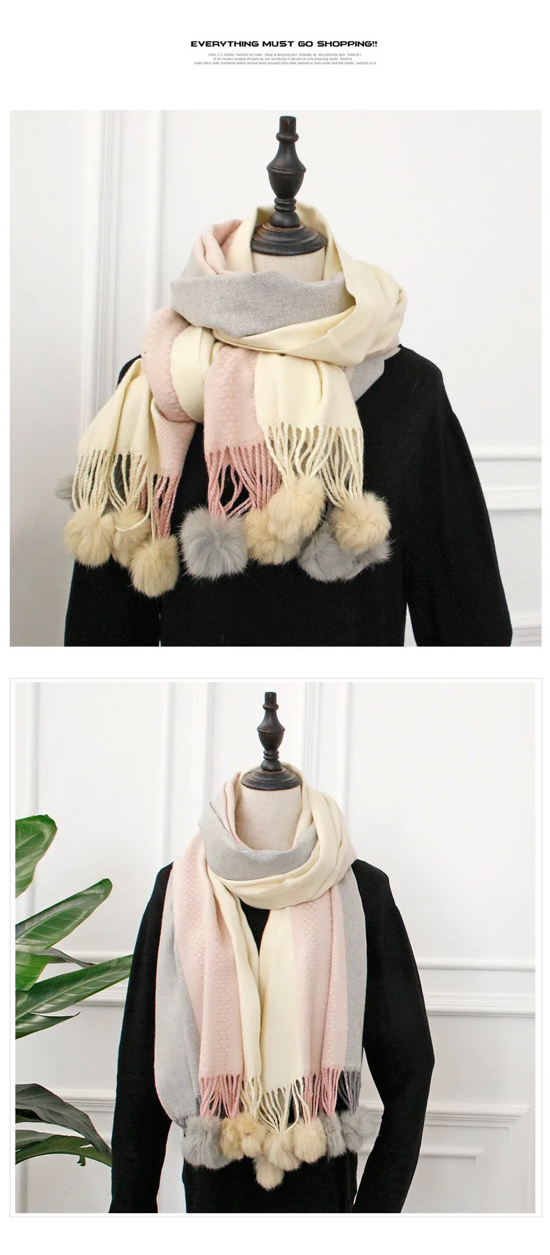Дизайнерский зимний женский шарф, элегантные модные кашемировые шарфы для дам, толстые теплые высококачественные длинные женские шарфы с кисточками