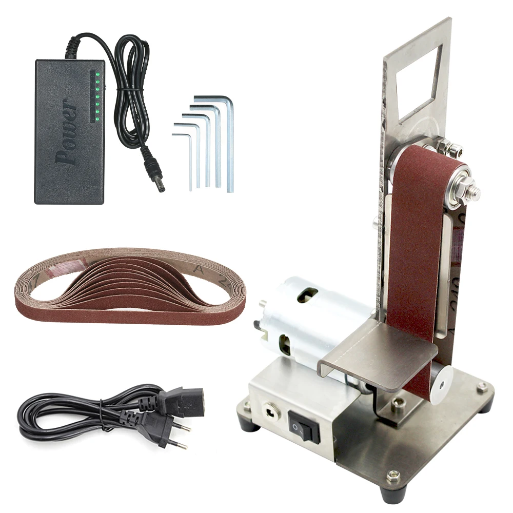 Vertical Mini Electric Belt Machine Sander Sanding Grinding Polishing Machine Abrasive Belts Grinder DIY Polishing Cutter Edges