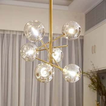 

1 Replica lamp designer chandelier Gold Glass Bubble lamp Dining room Kitchen restaurant sphere chandelier hanging light luster