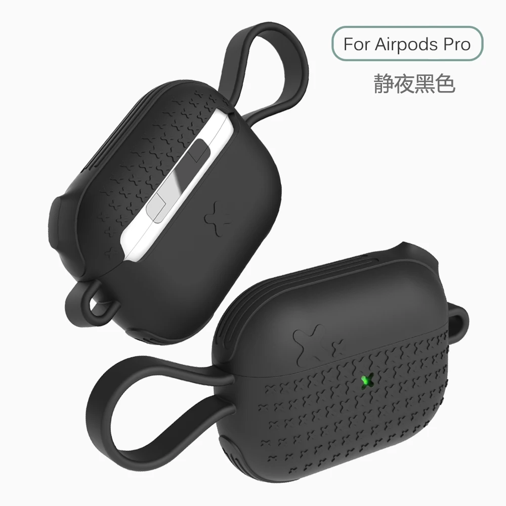 Силиконовый чехол TyRoq для Apple AirPods Pro с брелком, идеально подходит для AirPods Pro, защитный чехол для AirPods 3, противоударный - Цвет: Черный