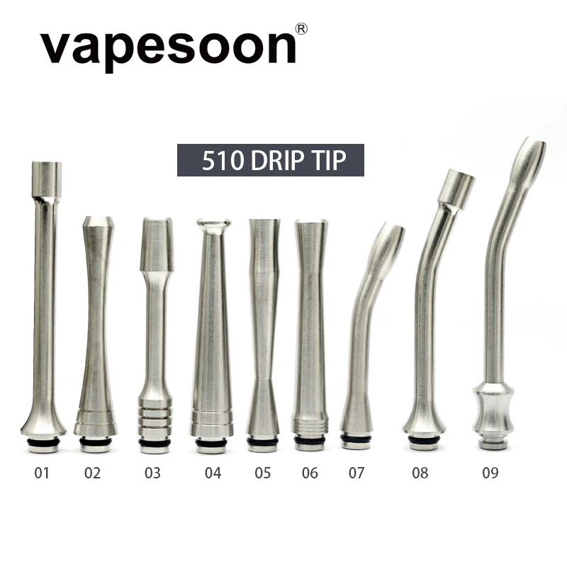 

15pcs VapeSoon Long 510 Stainless Steel Drip Tip Pipe Style Mouthpiece