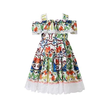 Bongawan/платья для девочек хлопковая одежда в богемном стиле для детей от 3 до 8 лет платье с цветочным рисунком для дня рождения и свадьбы