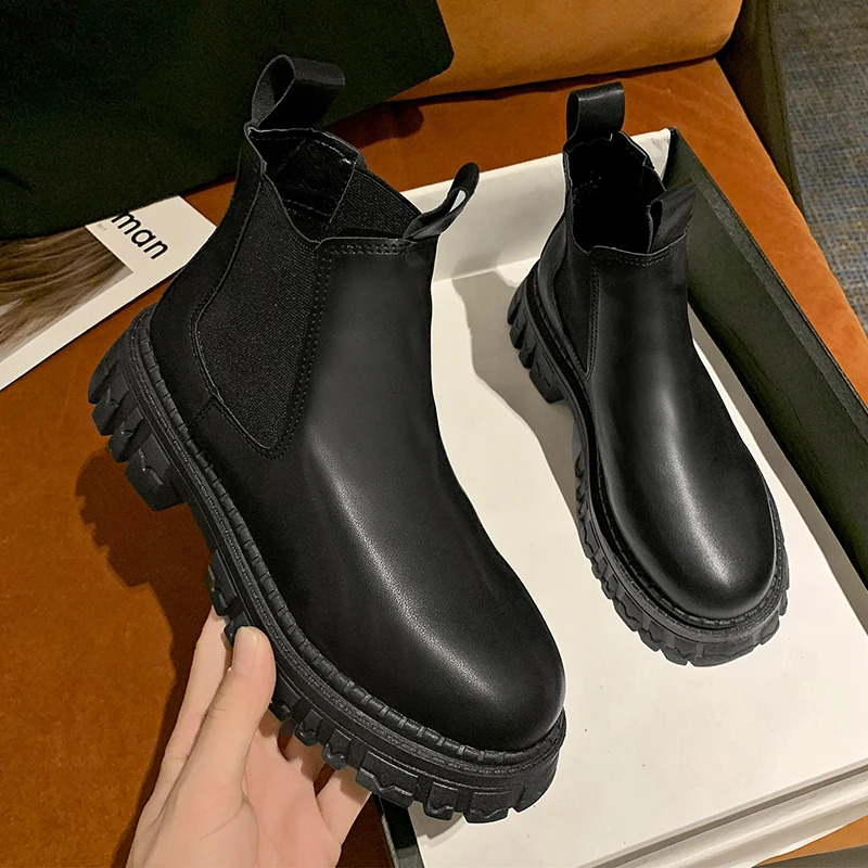 short Boots Female British Style Autumn 2021 New Fashion All-match Comfortable Thick-soled Chelsea Boots Short Boots Women